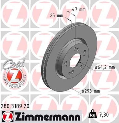 Диск переднього гальма 280318920 ZIMMERMANN