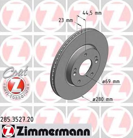 Диск переднього гальма 285352720 ZIMMERMANN