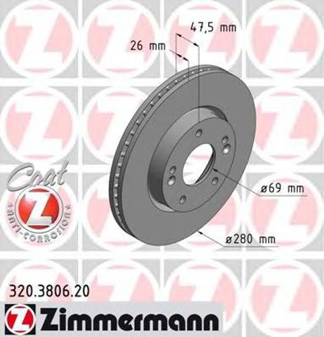 Диск переднього гальма 320380620 ZIMMERMANN