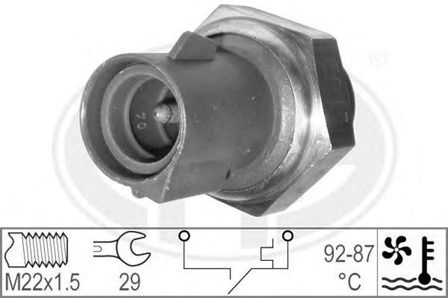 Vernet термовимикач вентилятора радіатора ford cvh 86- (92-87°c) 330182