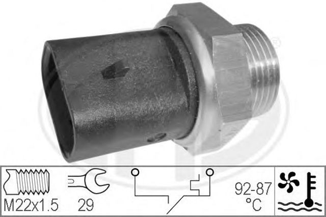 Eps термовимикач вентилятора радіатора fiat 93- (92-87°с) 330273