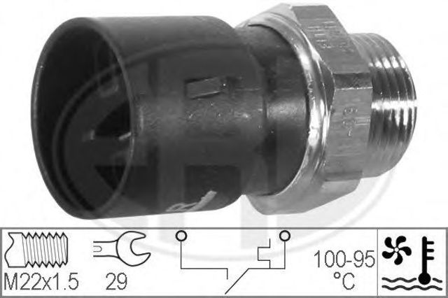 Датчик увімкнення вентилятора opel astra f/corsa b 1.4/1.6i 91-00 (2 конт.) (95-100°c) 330298