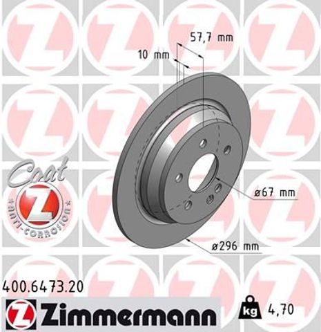 Диск заднього гальма 400647320 ZIMMERMANN