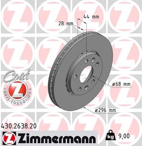 Диск переднього гальма 430263820 ZIMMERMANN