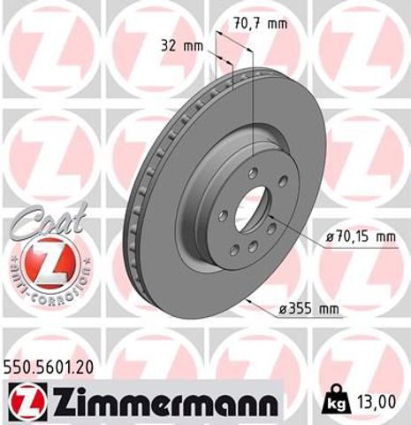 Диск гальмівний передній 550560120 ZIMMERMANN