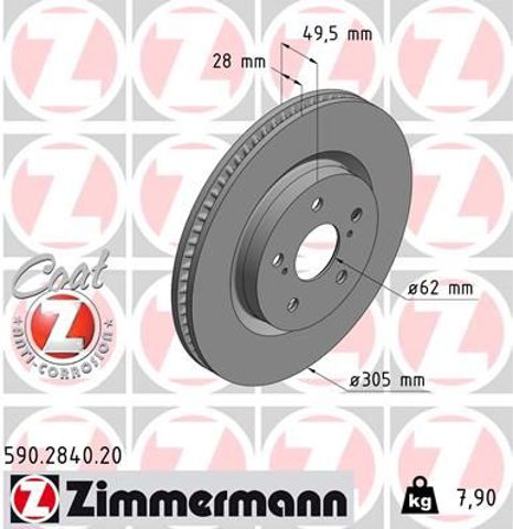 Диск гальмівний передній 590284020 ZIMMERMANN
