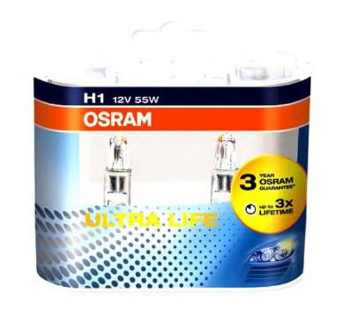 Лампа галогенная osram ultra life h1 12v 55w (2 шт.) 64150ULT-HCB