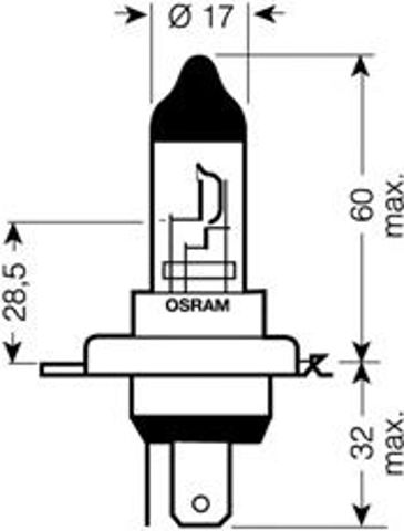 Лампа галогенная osram original h4 12v 60/55w 64193-01B