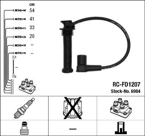 6984  (rc-fd1207)  ngk - комплект проводів запалювання 6984