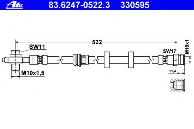 Гнучка гальмівна трубка передня Skoda Fabia PRAKTIK