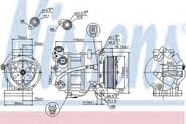 Nissens volvo компресор кондиціонера s80 ii, v70 iii, xc60 i, xc70 ii, ford 89350