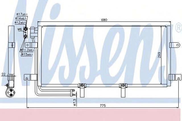 Nissens vw радіатор кондиціонера (конденсатор) без осушувача transporter 90- (640x310x16) 94834