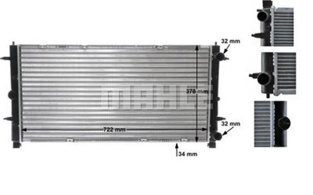 Радіатор охолодження двигуна t4 1,8-2,5 (+/- ac) CR 398 000S