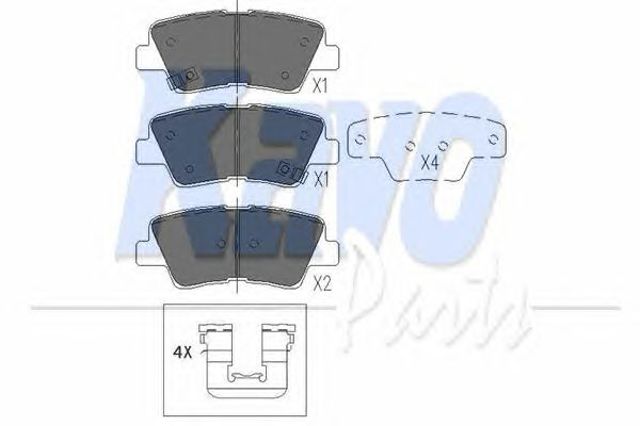 Колодки гальмівні задні, дискові KBP3025 KAVO PARTS