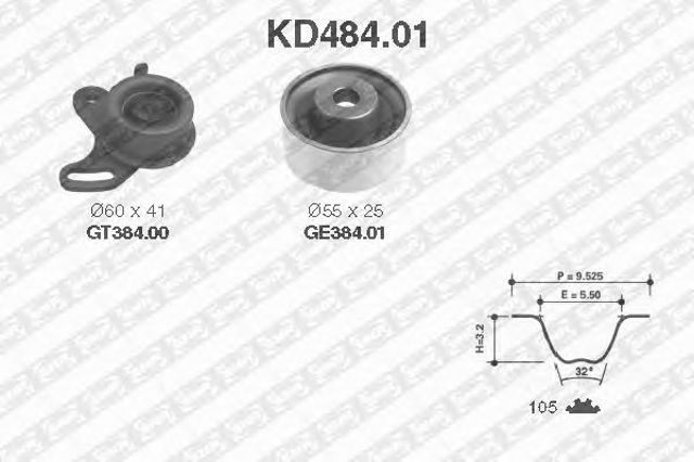 Ремонтний комплект для заміни паса  газорозподільчого механізму KD484.01