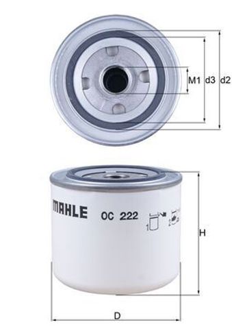 Фільтр масла OC222 MAHLE