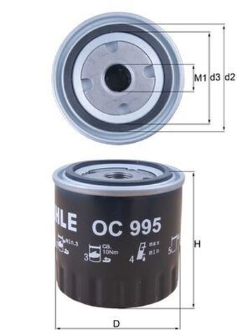 Фільтр масляний OC995 MAHLE