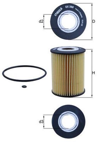Фільтр масляний ДВЗ OX380D MAHLE