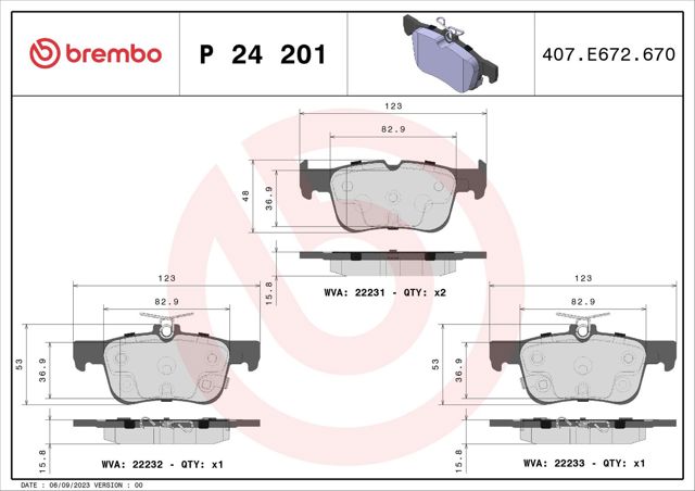 Задні дискові колодки P24201 BREMBO