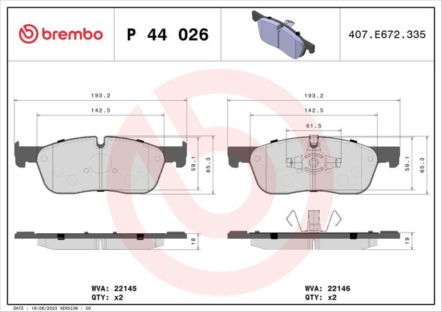 Колодки передні P44026 BREMBO