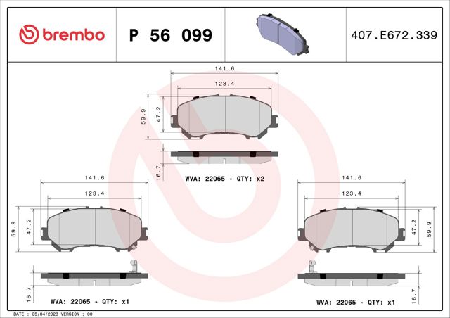 Тормозні колодки P56099 BREMBO