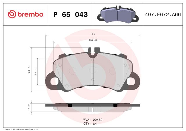 Колодки передні P65043 BREMBO