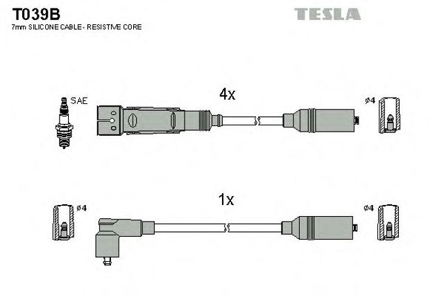 Комплект кабелiв запалювання T039B
