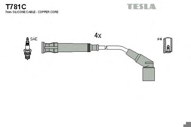Комплект проводов зажигания T781C