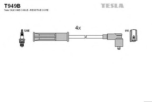 Комплект кабелів запалювання renault clio/kangoo/megane T949B