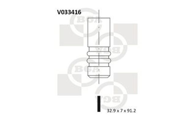 Клапан (випуск) skoda octavia i 1.6/2.0 9707 (32.9x7x91.15) (азотовані) V033416