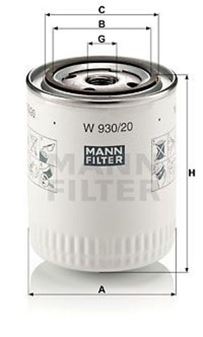 Фільтр масляний двигуна wl7117/op580/8 (вир-во wix-filters) W 930/20