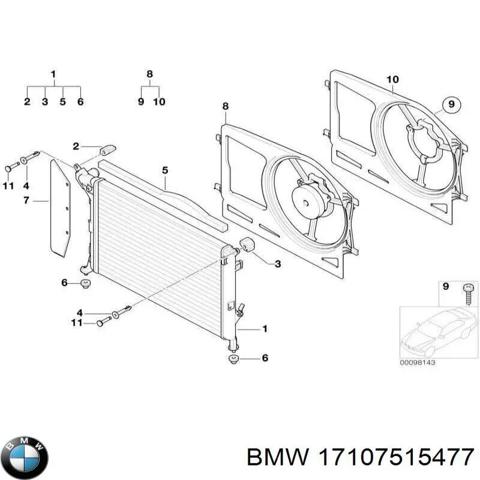 Кронштейн/подушка кріплення радіатора, нижній 17107515477 BMW