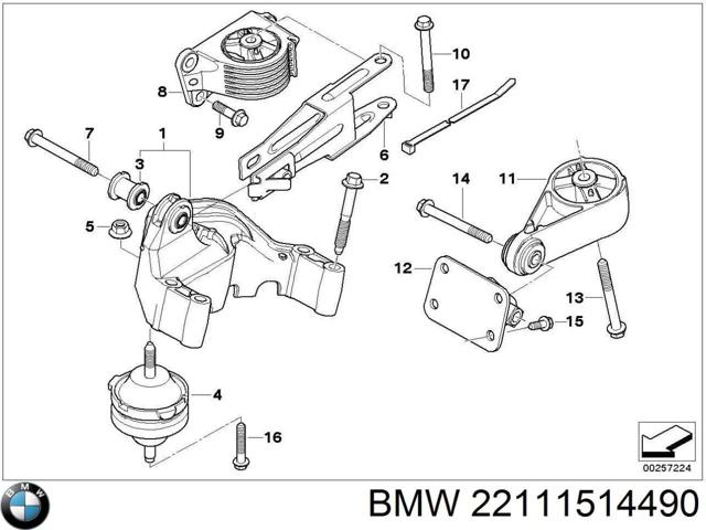 Кронштейн подушки (опори) двигуна, передньої 22111514490 BMW