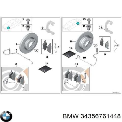 Датчик зносу гальмівних колодок, задній 34356761448 BMW