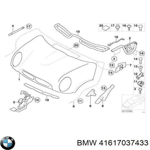 Шарнір капота правий 41617037433 BMW