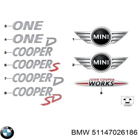 Емблема на кришку багажника, фірм.значок 51147026186 BMW