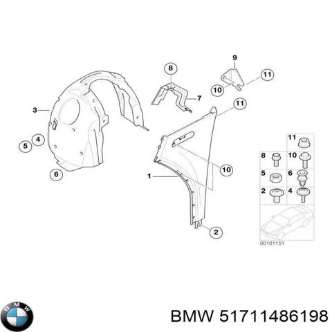 Підкрилок передній лівий 51711486198 BMW