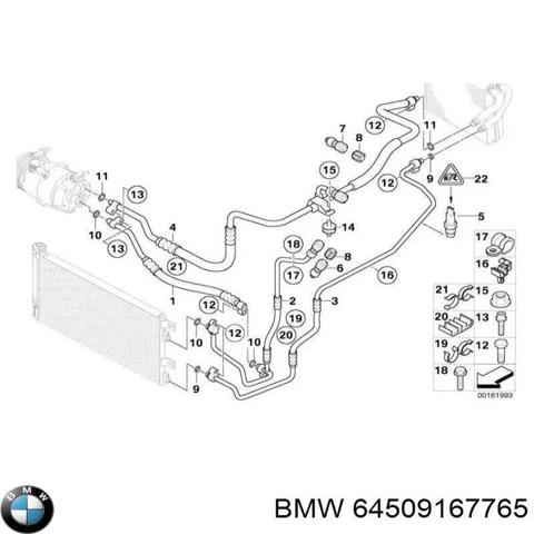 Шланг кондиціонера, від радіатора до випарника 64509167765 BMW