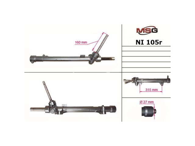 Рульова рейка без гпк відновлена nissan x-trail t31 07-14, nissan qashqai 07-14 5004290