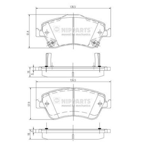 Передні гальмівні колодки J3602124 NIPPARTS