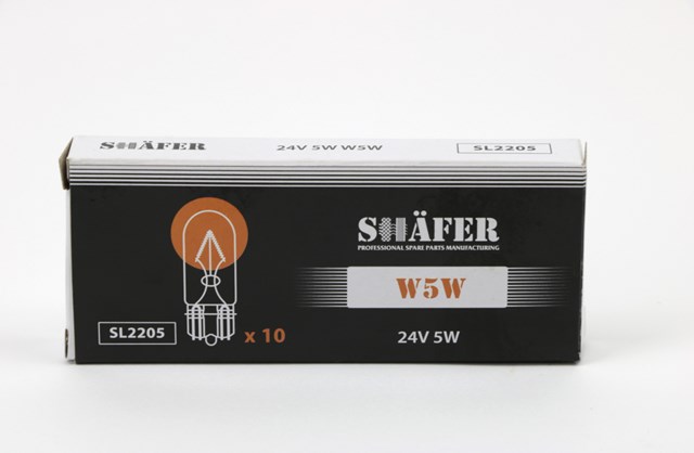 Лампа накалювання 24v 5w w5w (картонна упаковка по 10шт) SL2205