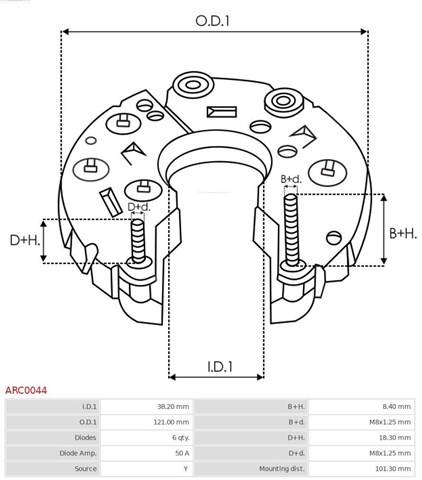 Міст діодний генератора ARC0044 AS