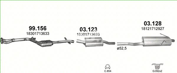 Каталітичний нейтралізатор відпрацьованих газів 99156 POLMOSTROW