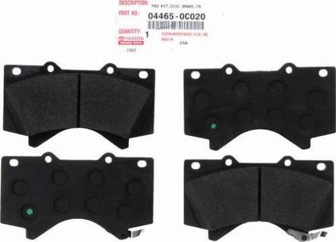 Колодки гальмівні передні, дискові 044650C020 TOYOTA
