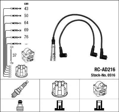 0516 комплект ізольованих проводів для свічок запалення rc-ad216 0516