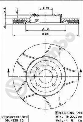 Диск переднього гальма 09493975 BREMBO