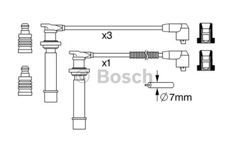 Bosch b239 дроти високого напруги (4шт.) nissan primera -01, almera 95-, sunny 92-. 0986357239