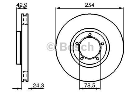 Bosch диск гальм. перед (вентил.) ford transit 94-00 (25424,5) 0986478160