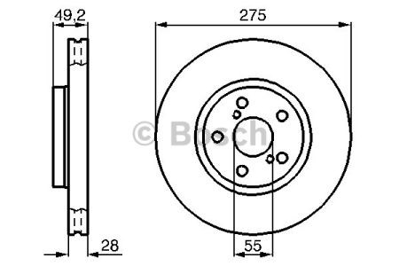 Bosch toyota гальмівний диск передн. avensis 1.6-2.0 97- 0986478583