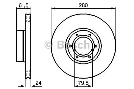 Bosch диск гальмівний передній renault master 2.5d,2.8td 98- 280x24 0986478745